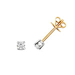 Clustdlysau Diemwnt Aur Melyn 9ct 0.2CT