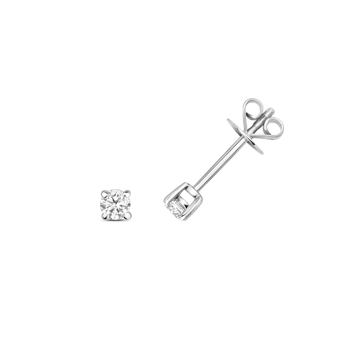 Clustdlysau Diemwnt Aur Gwyn 9ct 0.2CT