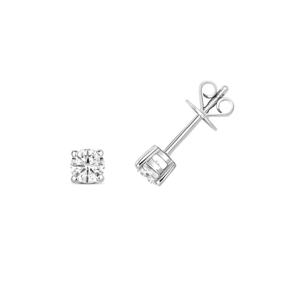 Clustdlysau Diemwnt Aur Gwyn 9ct 0.5CT