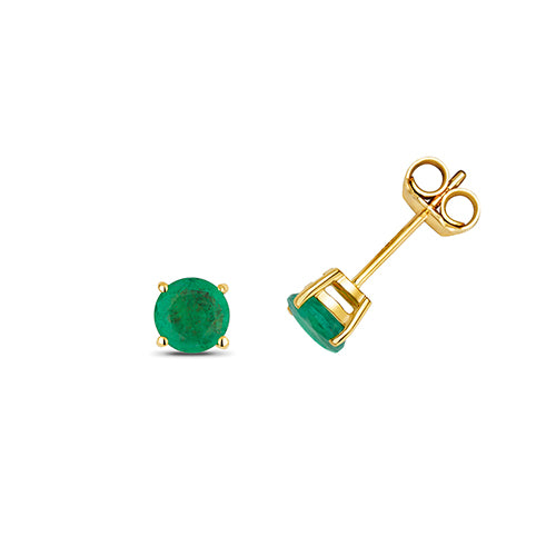 Clustdlysau Emrallt Aur Melyn 9ct 1CT