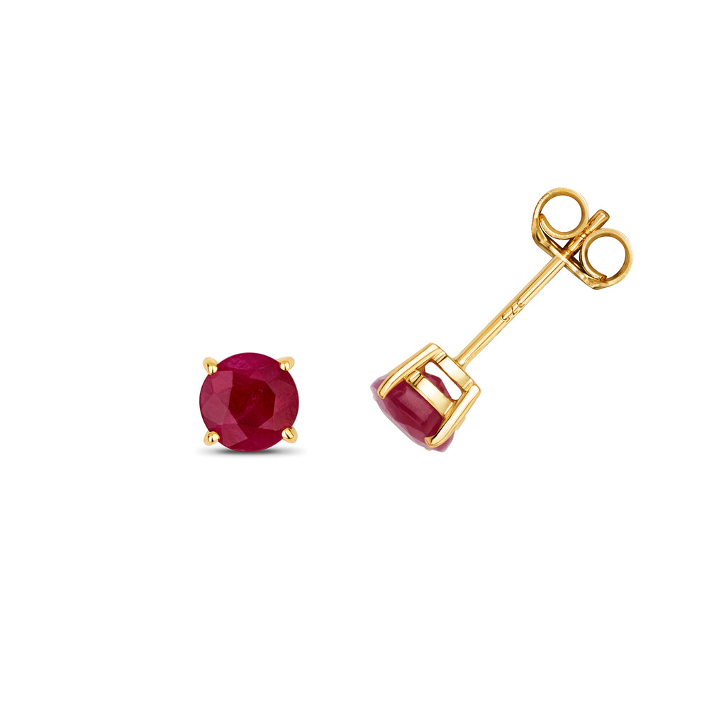 Clustdlysau Ruby Aur Melyn 9ct 1CT