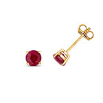 Clustdlysau Ruby Aur Melyn 9ct 1CT