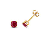 Clustdlysau Ruby Aur Melyn 9ct 1CT