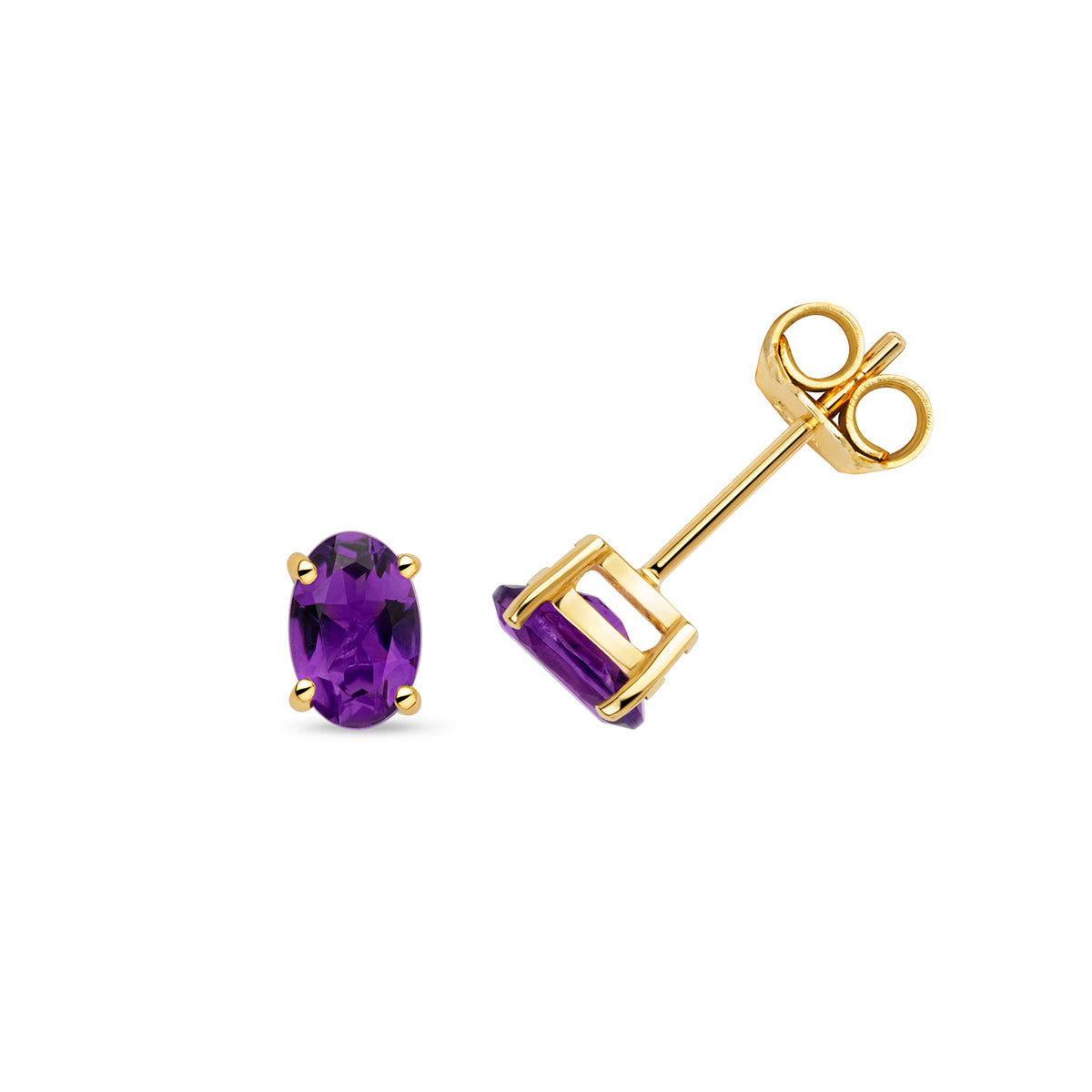 Clustdlysau Amethyst Aur Melyn 9ct 0.8ct