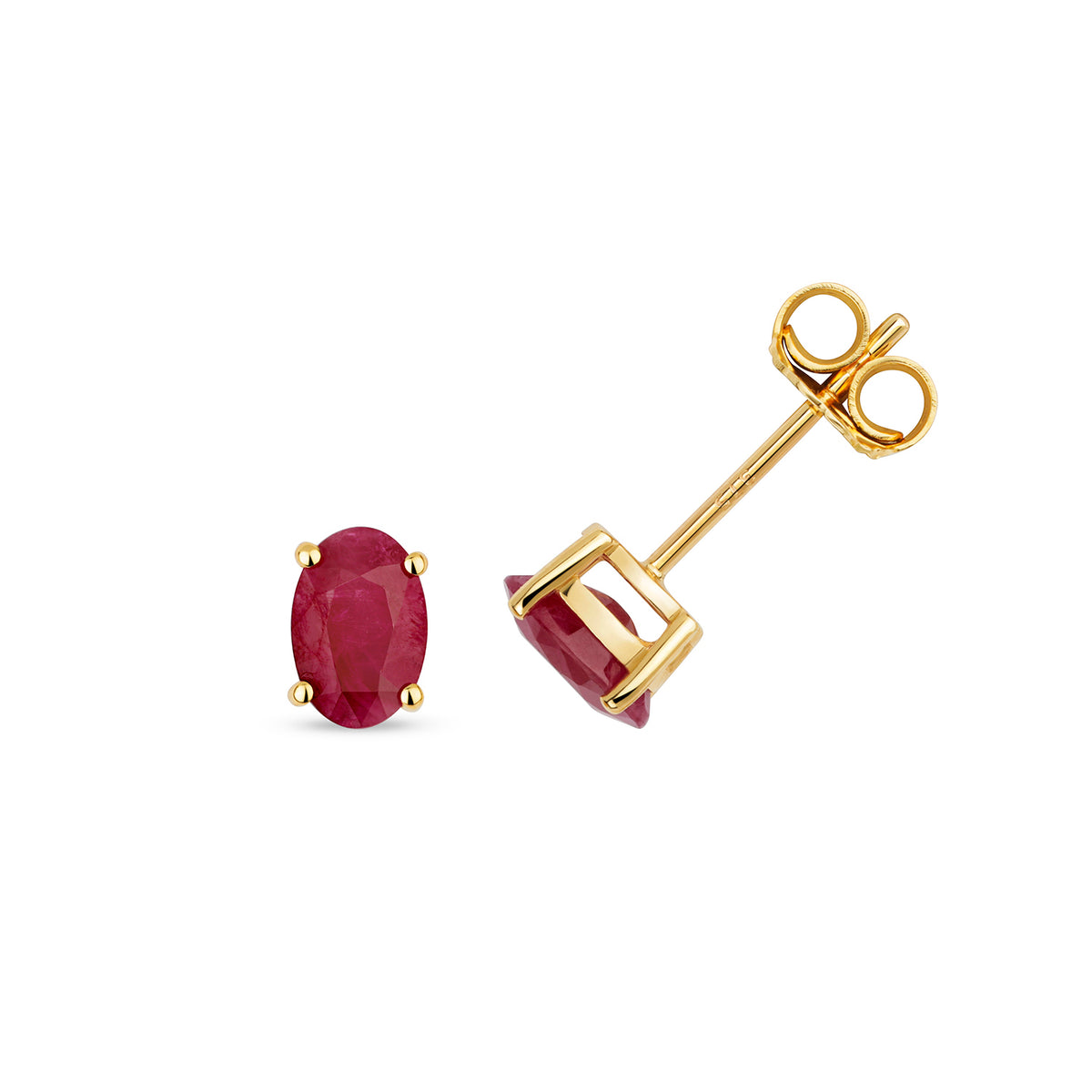 Clustdlysau Ruby Aur Melyn 9ct 1CT
