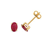 Clustdlysau Ruby Aur Melyn 9ct 1CT
