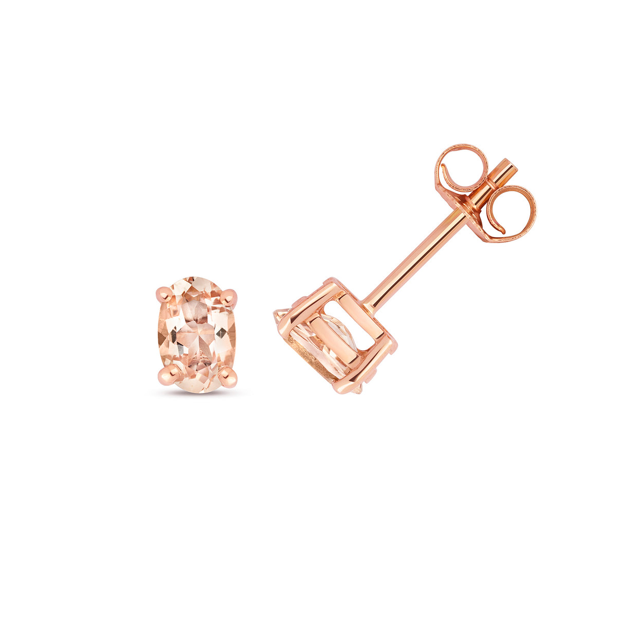 Clustdlysau Morganit Aur Rhosyn 9ct 0.77CT