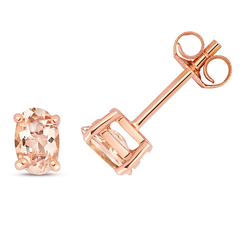 Clustdlysau Morganit Aur Rhosyn 9ct 0.77CT