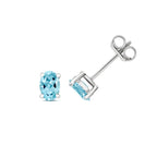 Clustdlysau Acwamarin Aur Gwyn 9ct 1CT