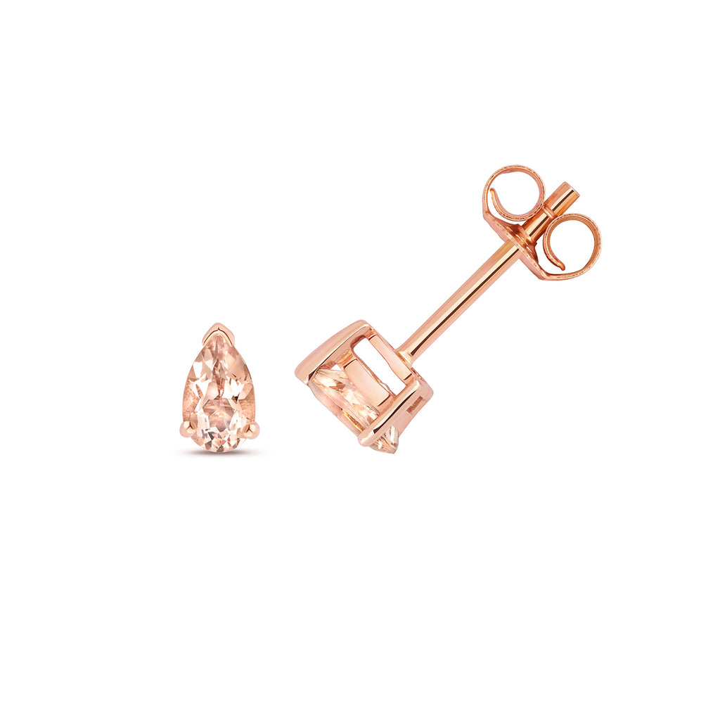 Clustdlysau Morganit Aur Rhosyn 9ct 0.4CT
