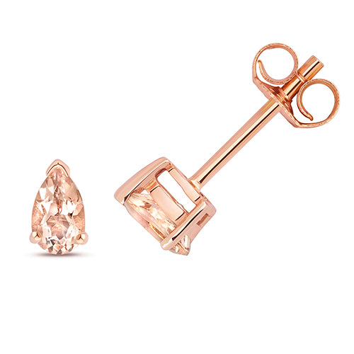 Clustdlysau Morganit Aur Rhosyn 9ct 0.4CT