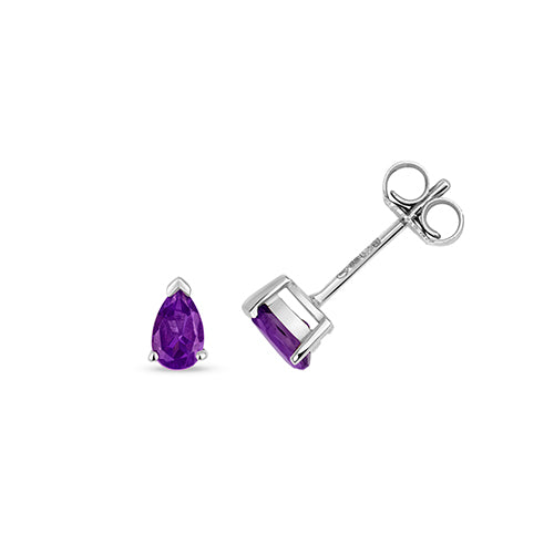 9ct White Gold Amethyst Earrings 0.4CT