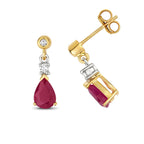 9ct Yellow Gold Ruby and Diamond Earrings 1.7CT