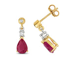 9ct Yellow Gold Ruby and Diamond Earrings 1.7CT