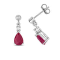 Clustdlysau Rhuddem a Diemwnt Aur Gwyn 9ct 1.7ct
