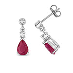 Clustdlysau Rhuddem a Diemwnt Aur Gwyn 9ct 1.7ct
