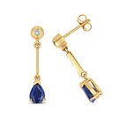 Clustdlysau Saffir a Diemwnt Aur Melyn 9ct 1.7CT