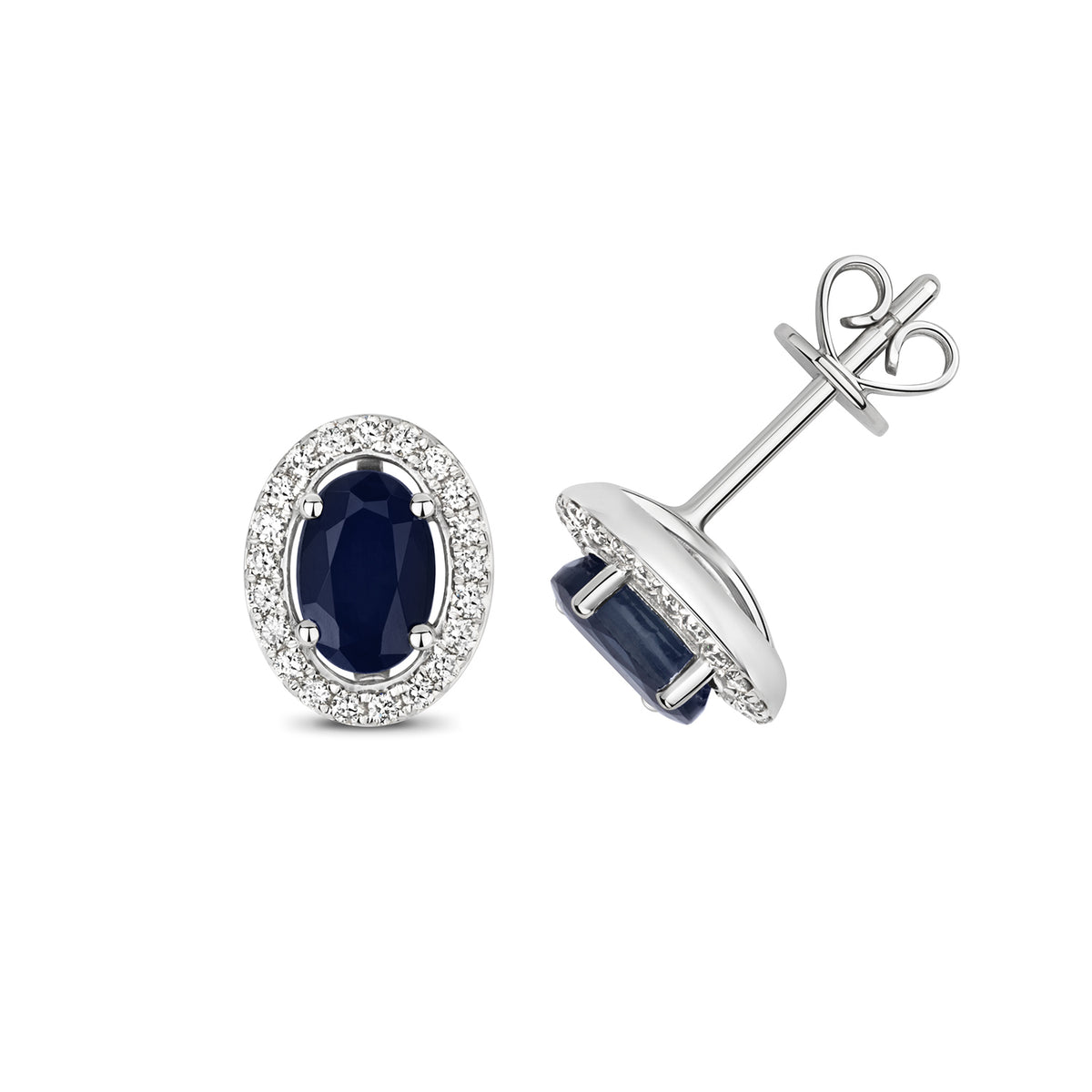 9ct White Gold Sapphire and Diamond Earrings 1.240+0.180CT