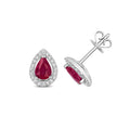 Clustdlysau Aur Gwyn 9ct gyda Rhuddem a Diemwnt 0.960+0.170CT