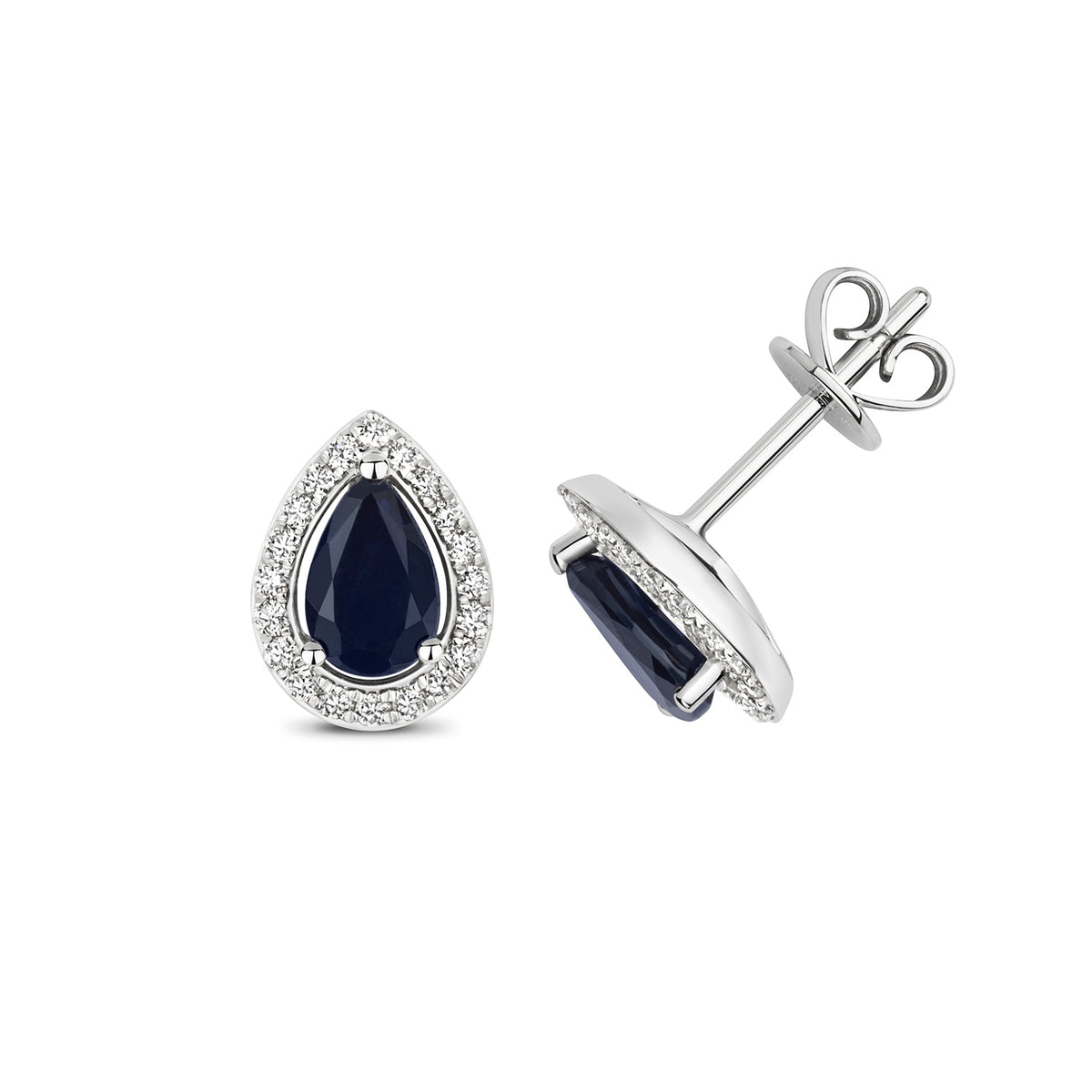 9ct White Gold Sapphire and Diamond Earrings 1.240+0.170CT