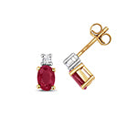 9ct Yellow Gold Ruby and Diamond Earrings 1CT