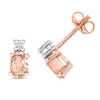 Clustdlysau Morganite a Diemwnt Aur Rhosyn 9ct 0.8CT