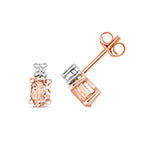 Clustdlysau Morganite a Diemwnt Aur Rhosyn 9ct 0.8CT