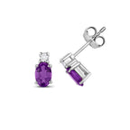 9ct White Gold Amethyst and Diamond Earrings 0.8CT