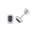 Clustdlysau Saffir a Diemwnt Aur Gwyn 9ct 0.720+0.170CT