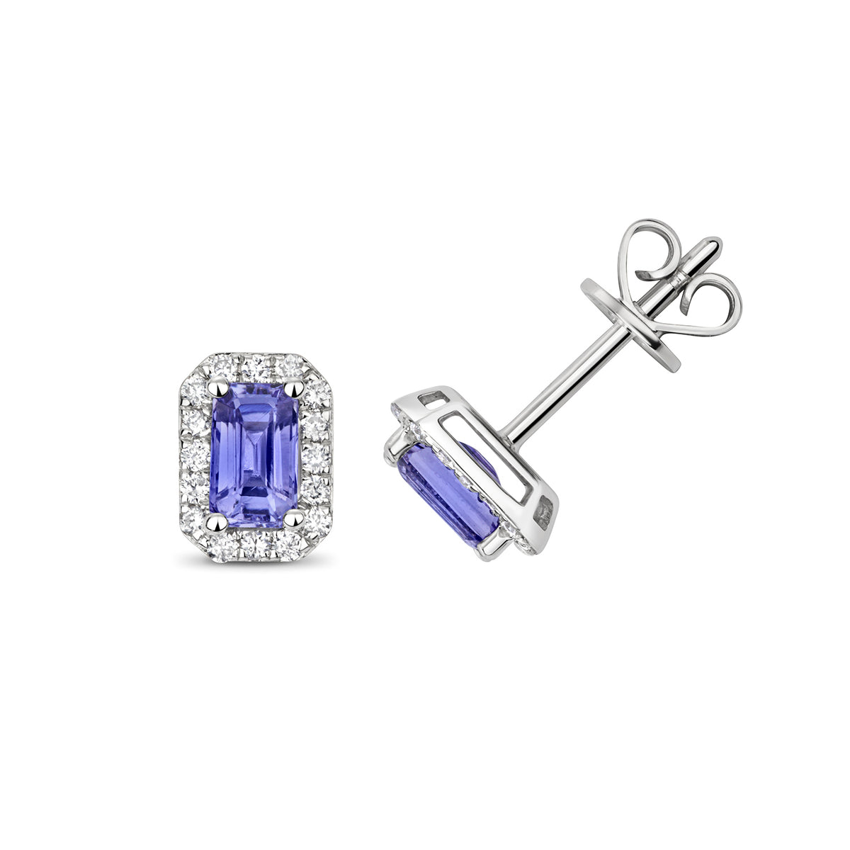 9ct White Gold Tanzanite and Diamond Earrings 0.630+0.170CT