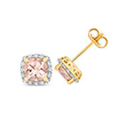 Clustdlysau Aur Melyn 9ct Morganit a Diemwnt 1.780+0.160CT
