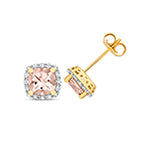 Clustdlysau Aur Melyn 9ct Morganit a Diemwnt 1.780+0.160CT