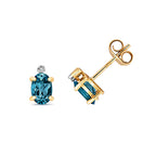 9ct Yellow Gold Blue Topaz and Diamond Earrings 0.210+0.010CT