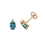 9ct Yellow Gold Blue Topaz and Diamond Earrings 0.210+0.010CT