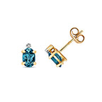 9ct Yellow Gold Blue Topaz and Diamond Earrings 0.210+0.010CT