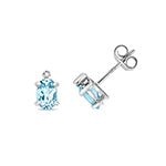 Clustdlysau Aur Gwyn 9ct Acwamarin a Diemwnt 0.160+0.010CT