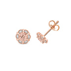 Clustdlysau Morganit a Diemwnt Rhos Aur 9ct 0.7CT