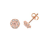 Clustdlysau Morganit a Diemwnt Rhos Aur 9ct 0.7CT