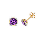 9ct Yellow Gold Amethyst and Diamond Earrings 1.640+0.060CT