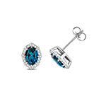 Clustdlysau Topas Glas a Diemwnt Aur Gwyn 9ct 1.700+0.120CT