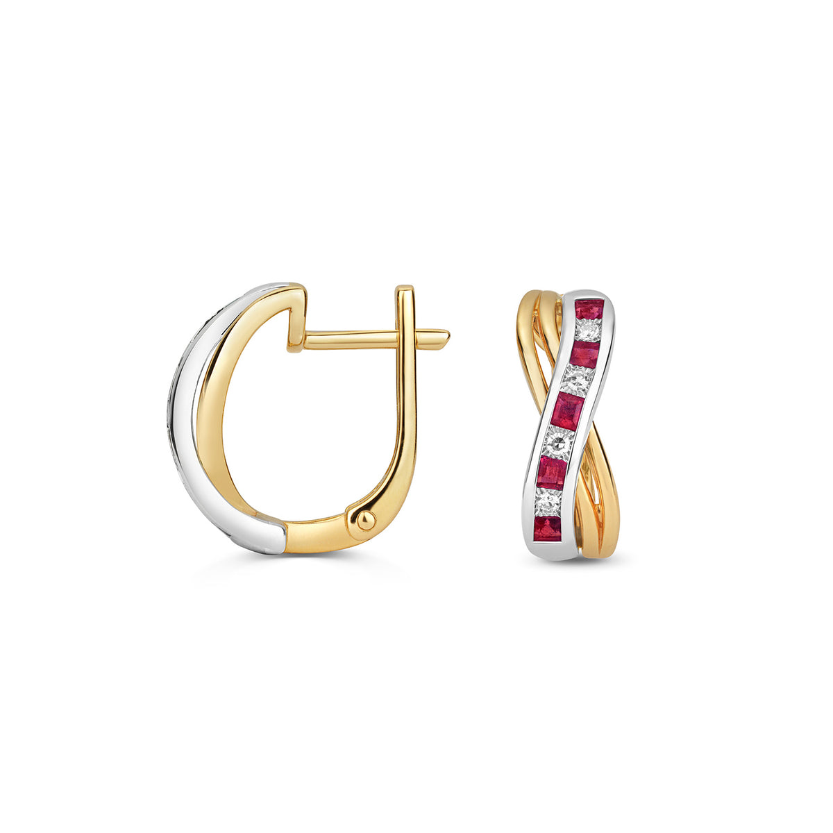 9ct Yellow Gold Ruby and Diamond Earrings 0.700+0.080CT