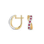 9ct Yellow Gold Ruby and Diamond Earrings 0.700+0.080CT