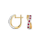 9ct Yellow Gold Ruby and Diamond Earrings 0.700+0.080CT