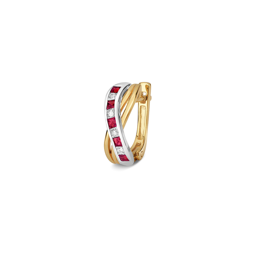 9ct Yellow Gold Ruby and Diamond Earrings 0.700+0.080CT