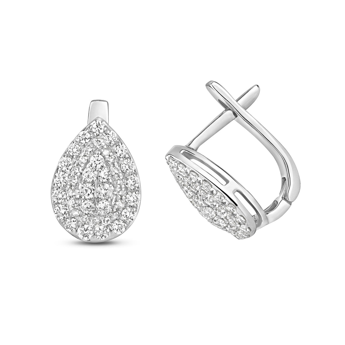 Clustdlysau Diemwnt Aur Gwyn 9ct 0.5CT