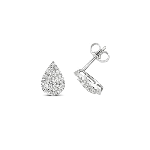 Clustdlysau Diemwnt Aur Gwyn 9ct 0.35ct