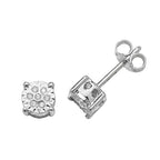 Clustdlysau Diemwnt Aur Gwyn 9ct 0.1CT
