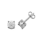 Clustdlysau Diemwnt Aur Gwyn 9ct 0.1CT
