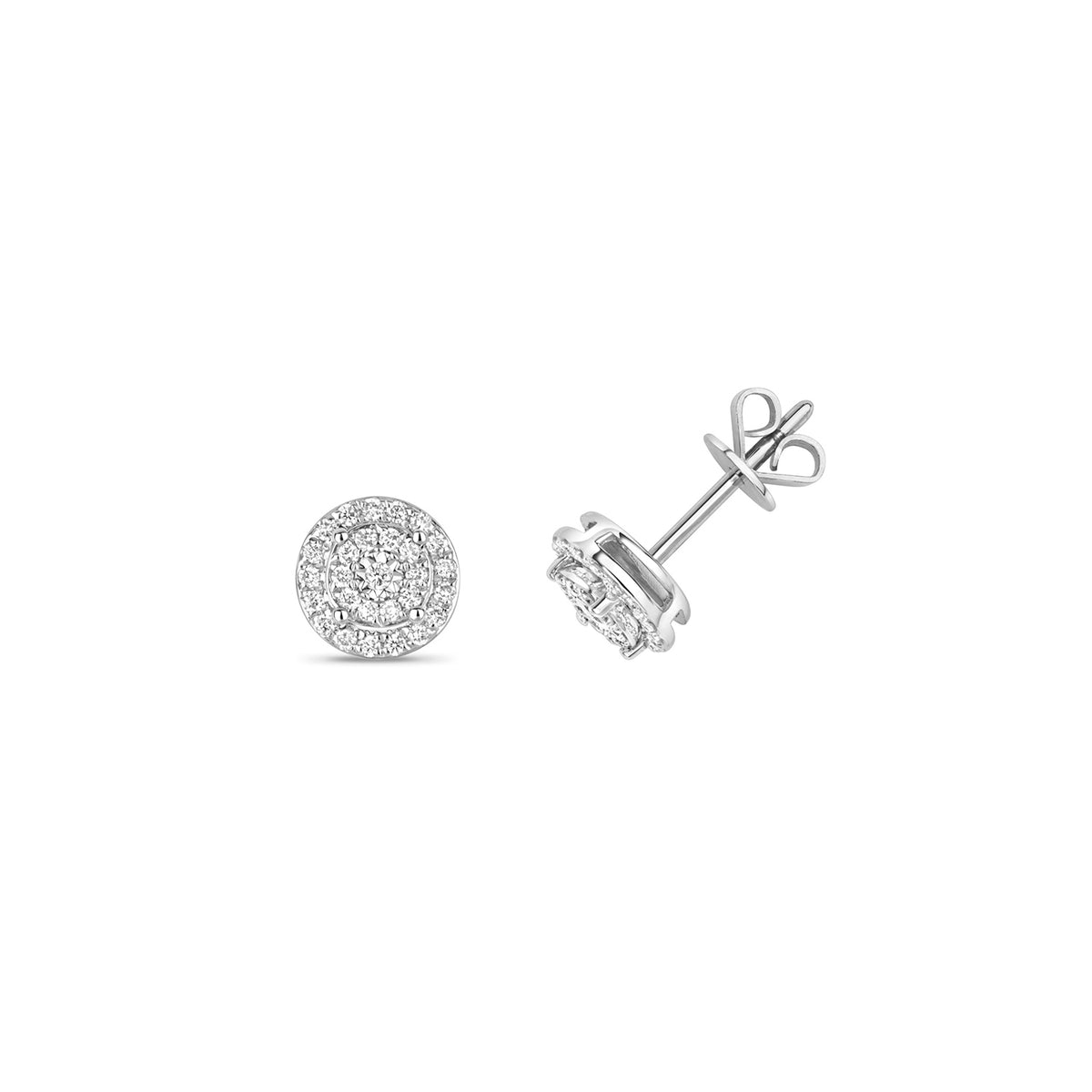 Clustdlysau Diemwnt Aur Gwyn 9ct 0.24CT