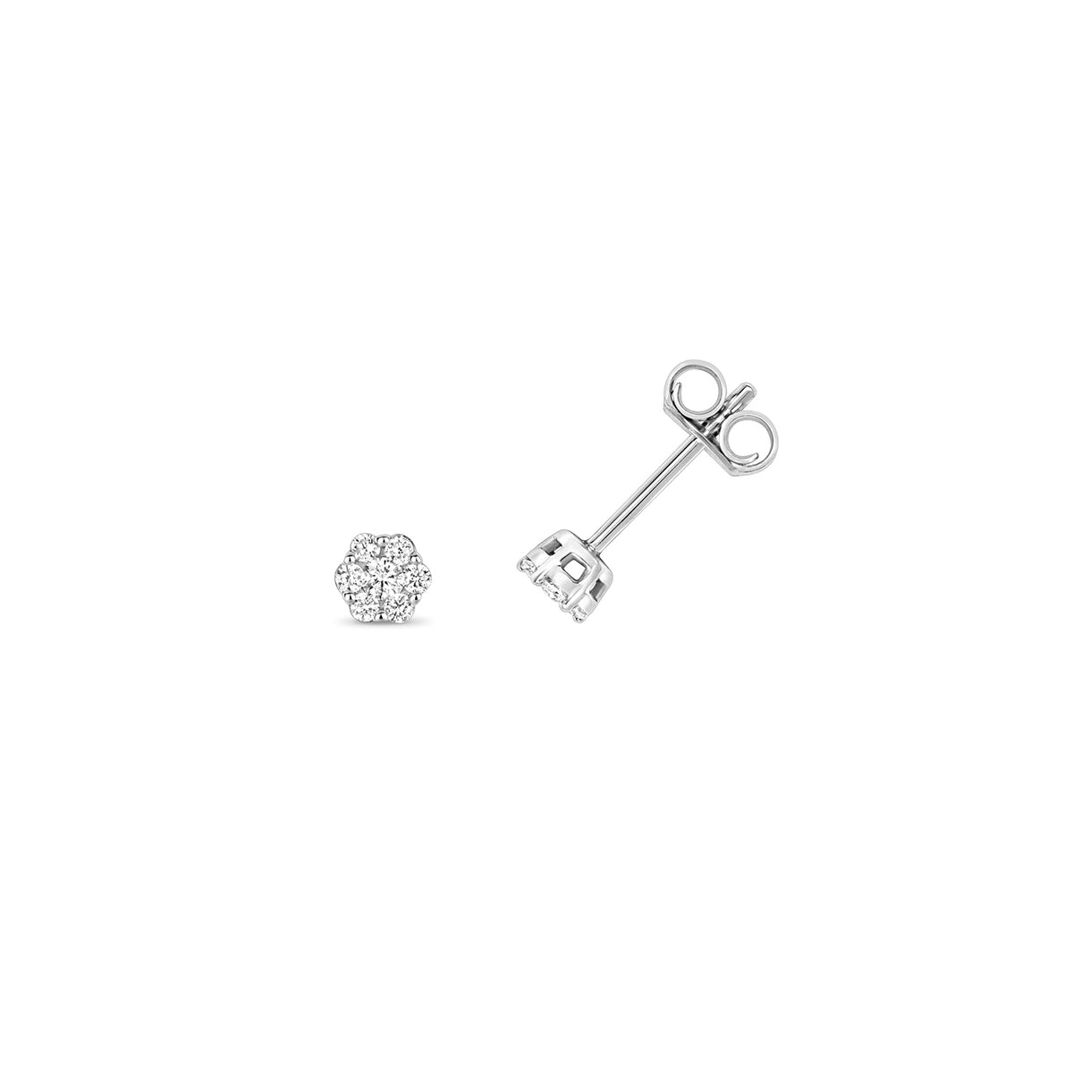 Clustdlysau Diemwnt Aur Gwyn 9ct 0.15CT